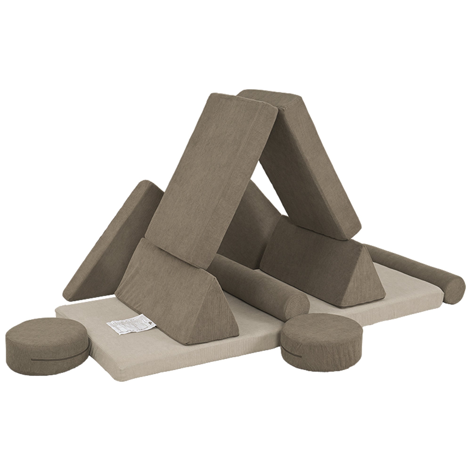 12 Pieces Kids Foam Climbing Blocks with Washable Cover for Toddlers, Khaki