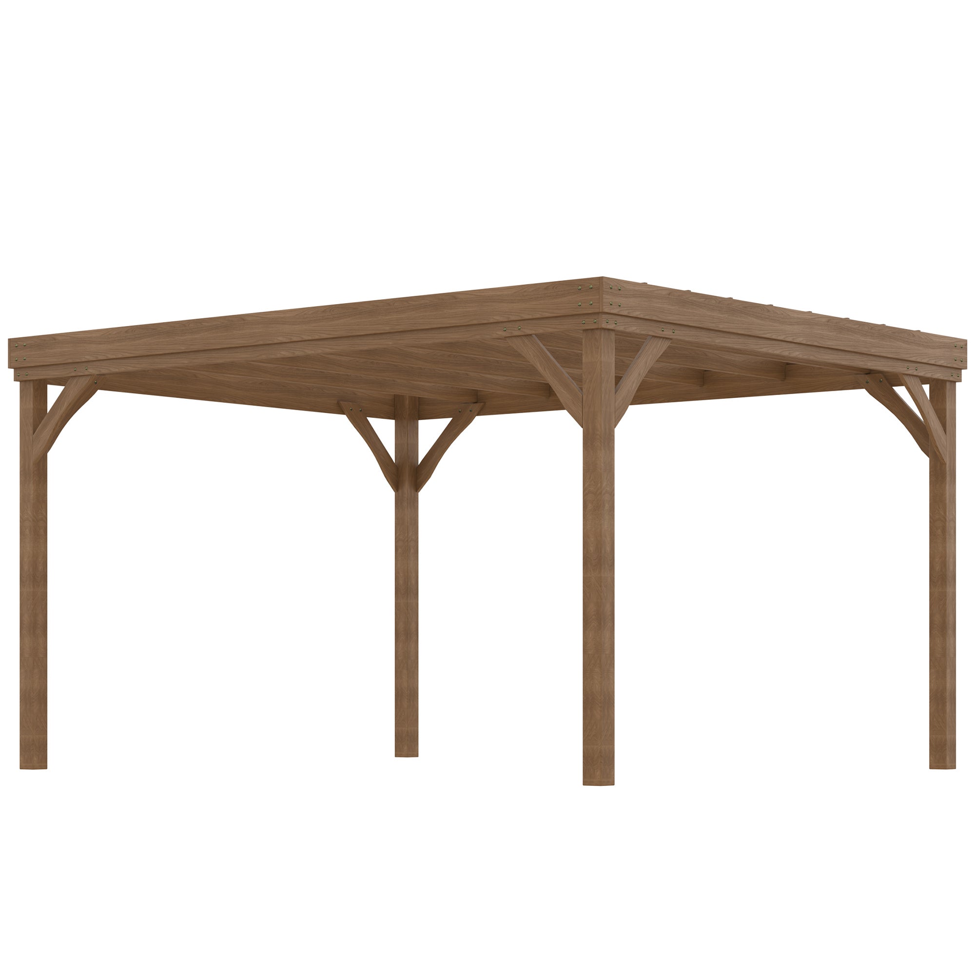 10 x 12 Outdoor Wooden Pergola, Grape Vine Gazebo with Concrete Anchors for Garden, Patio, Backyard, Deck, Brown