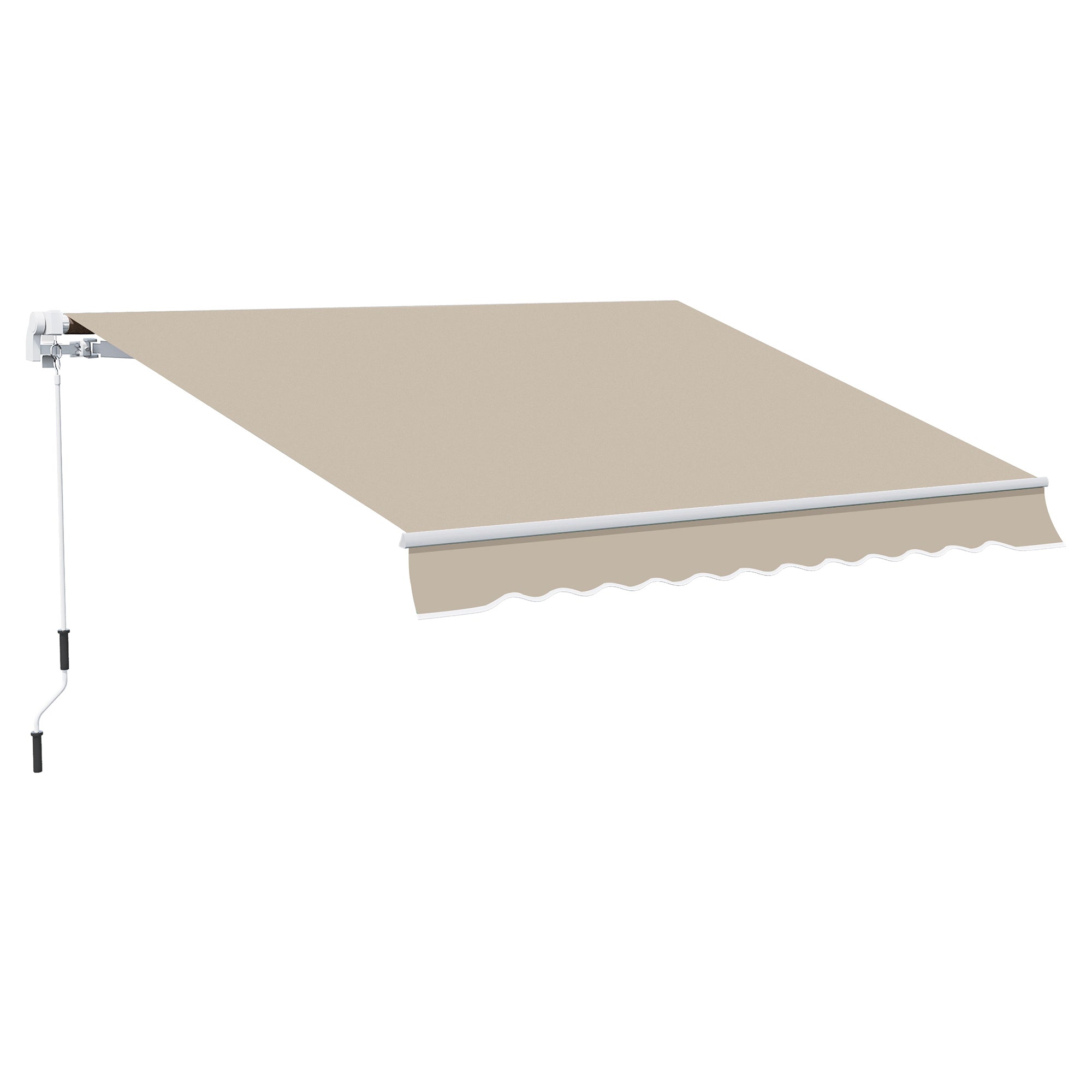 13 x 8 Retractable Awning, Patio Awnings, Sunshade Shelter w/ Manual Crank Handle, UV & Water-Resistant Fabric and Aluminum Frame for Deck, Balcony, Yard, Beige