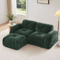 L-shaped Boneless Sofa,Soft Velvet Fabric,Tufted Design,32D High Density Sponge,No Assembly Required,Ergonomic Design Bottom, Anti-Slip Design,Movable Ottoman For Bedrooms,Green