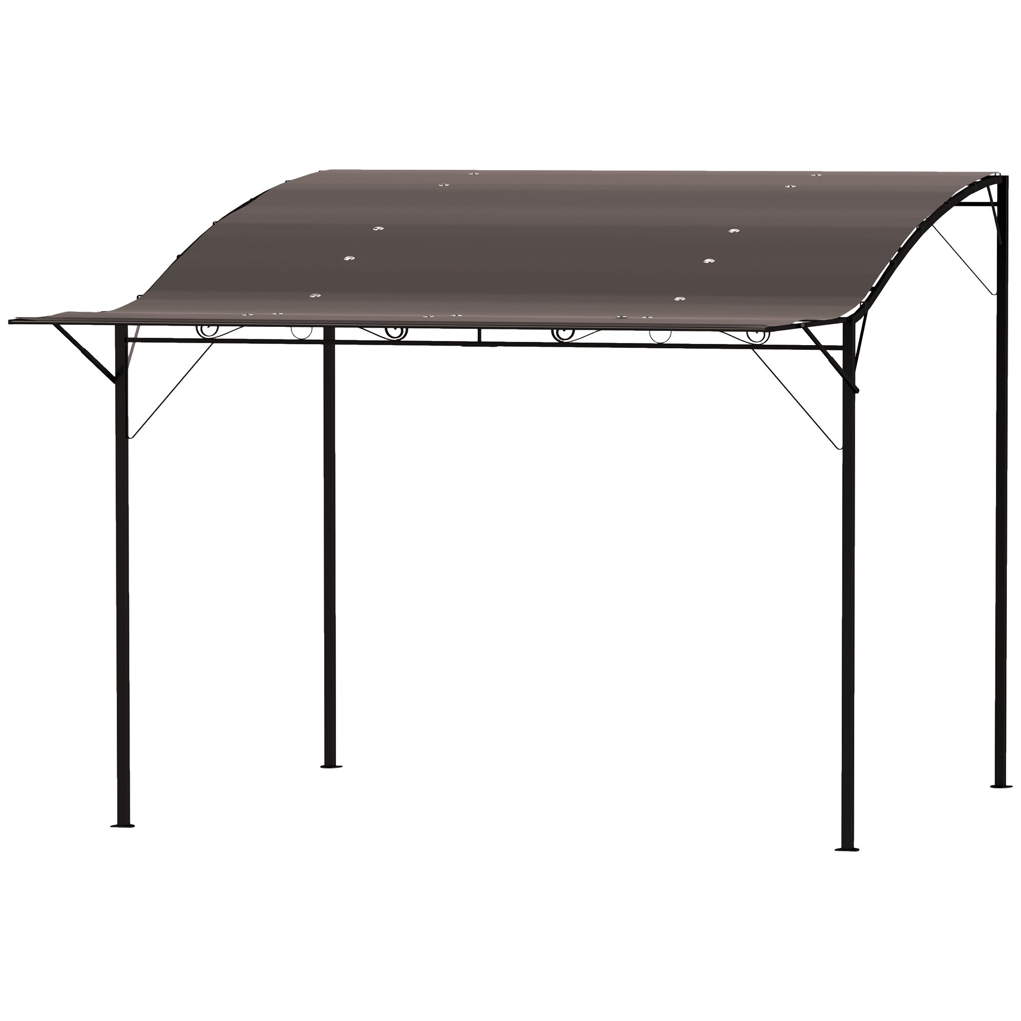 10 x 8 Outdoor Pergola and Patio Gazebo for Garden, Camper, Deck, Doors and Windows, Brown