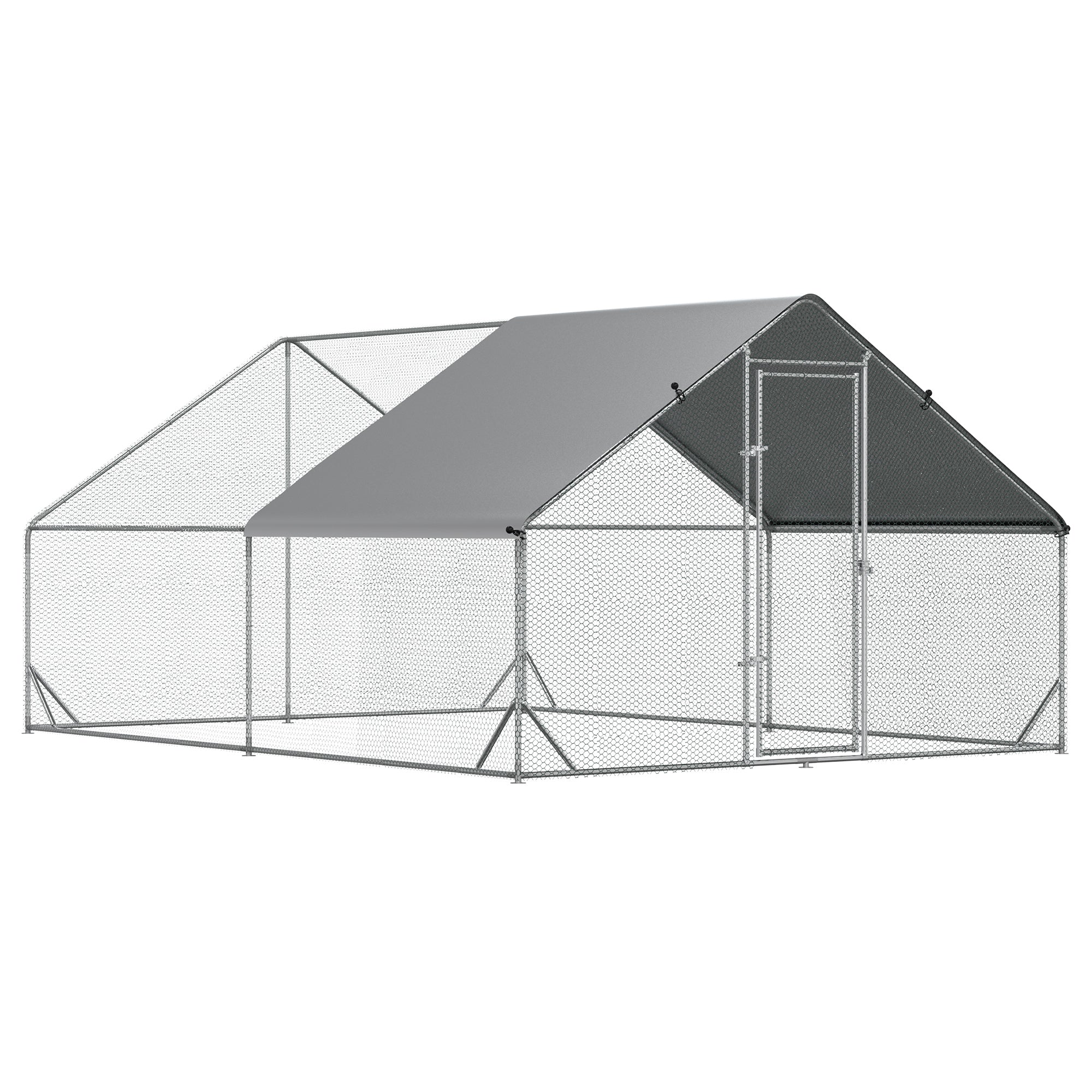 10 x 13 x 6.5 Metal Frame Chicken Run, Outdoor Hen House with Cover & Lockable Door