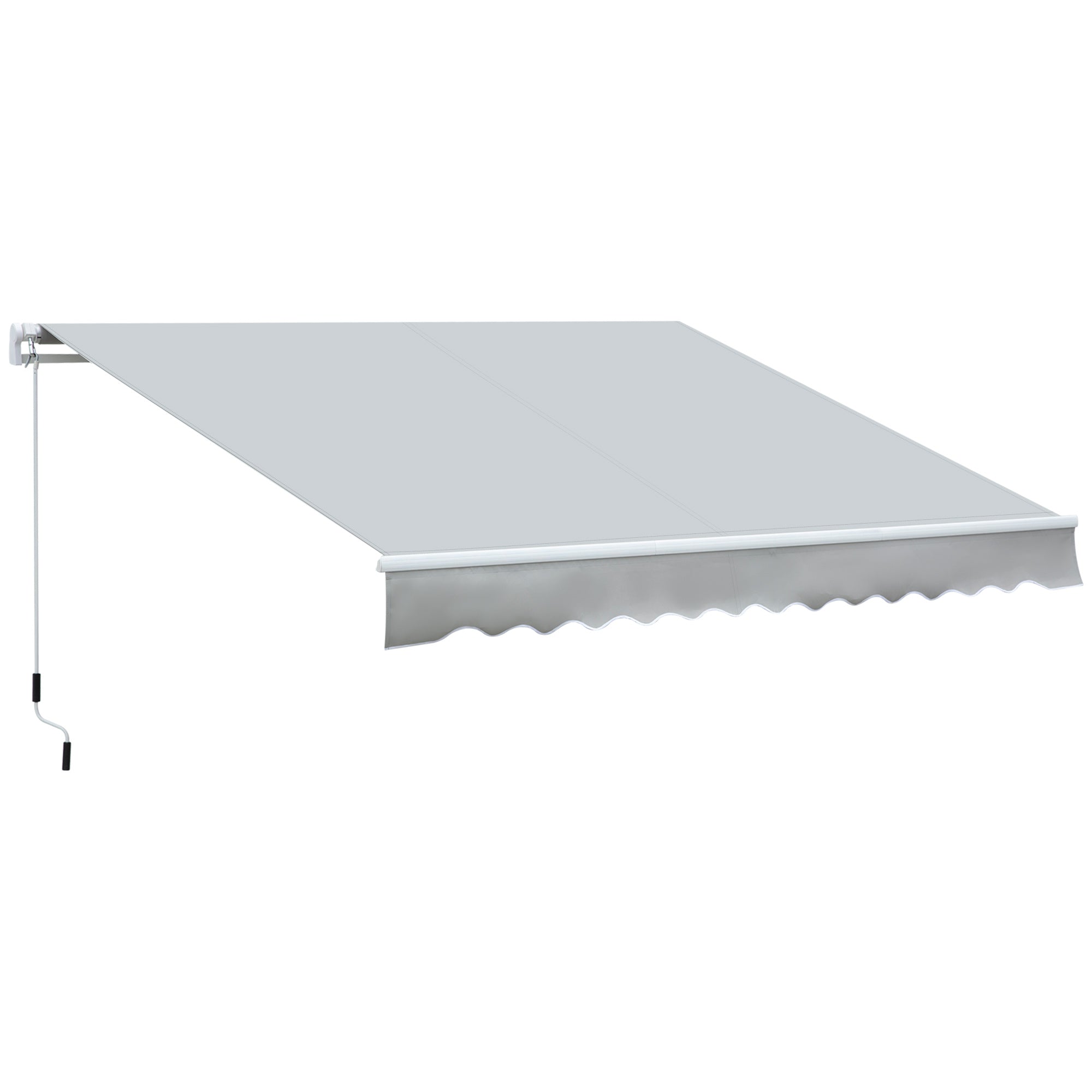 12 x 8 Retractable Awning Patio Awnings Sun Shade Shelter with Manual Crank Handle, 280g/m² UV & Water-Resistant Fabric and Aluminum Frame for Deck, Balcony, Yard, Light gray
