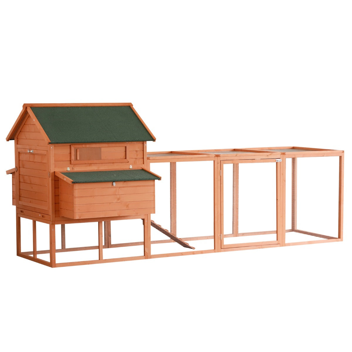 136.5" Chicken Coop Wooden Large Chicken House Deluxe Rabbit Hutch Lockable Poultry Hen Cage Backyard with Nesting Box and Run
