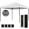 10 x 10 ft Pop Up Canopy Tent with One Push Setup, Outdoor Portable Instant Canopy Shelter w/ Roller Bag, White