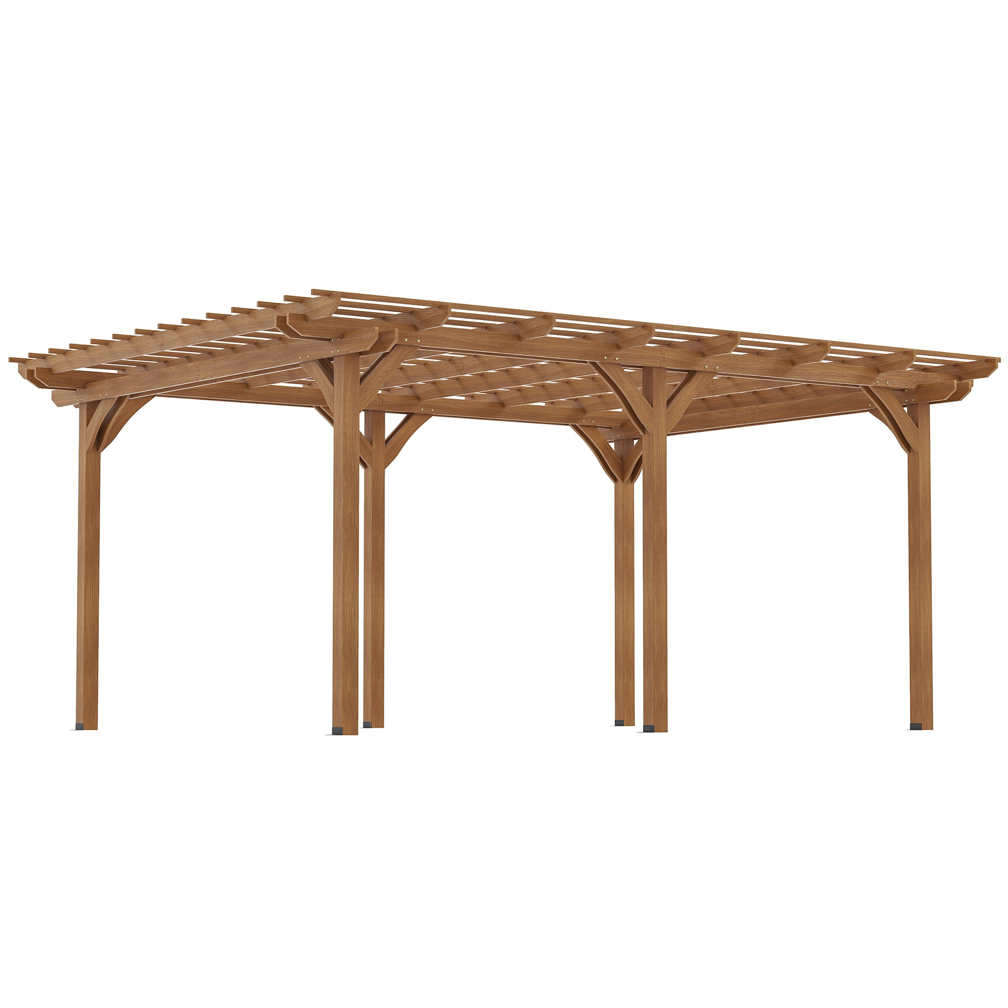 12 x 16 Outdoor Pergola Grape Trellis, Wood Gazebo for Climbing Plants at Garden, Patio, Backyard, Deck, Brown