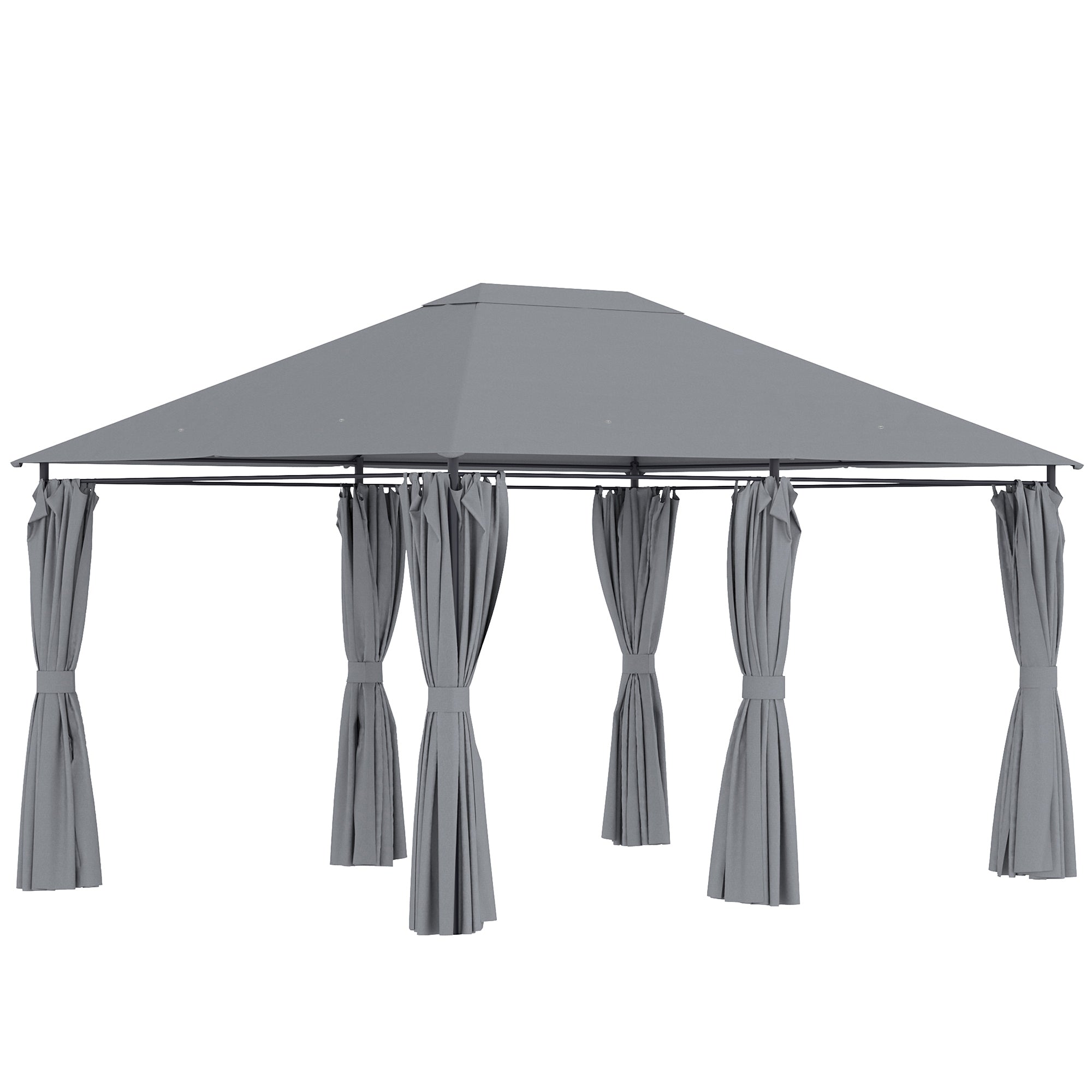 10 x 13 Outdoor Patio Gazebo, Canopy Shelter with 6 Removable Sidewalls & Steel Frame for Garden, Lawn, Backyard & Deck, Gray