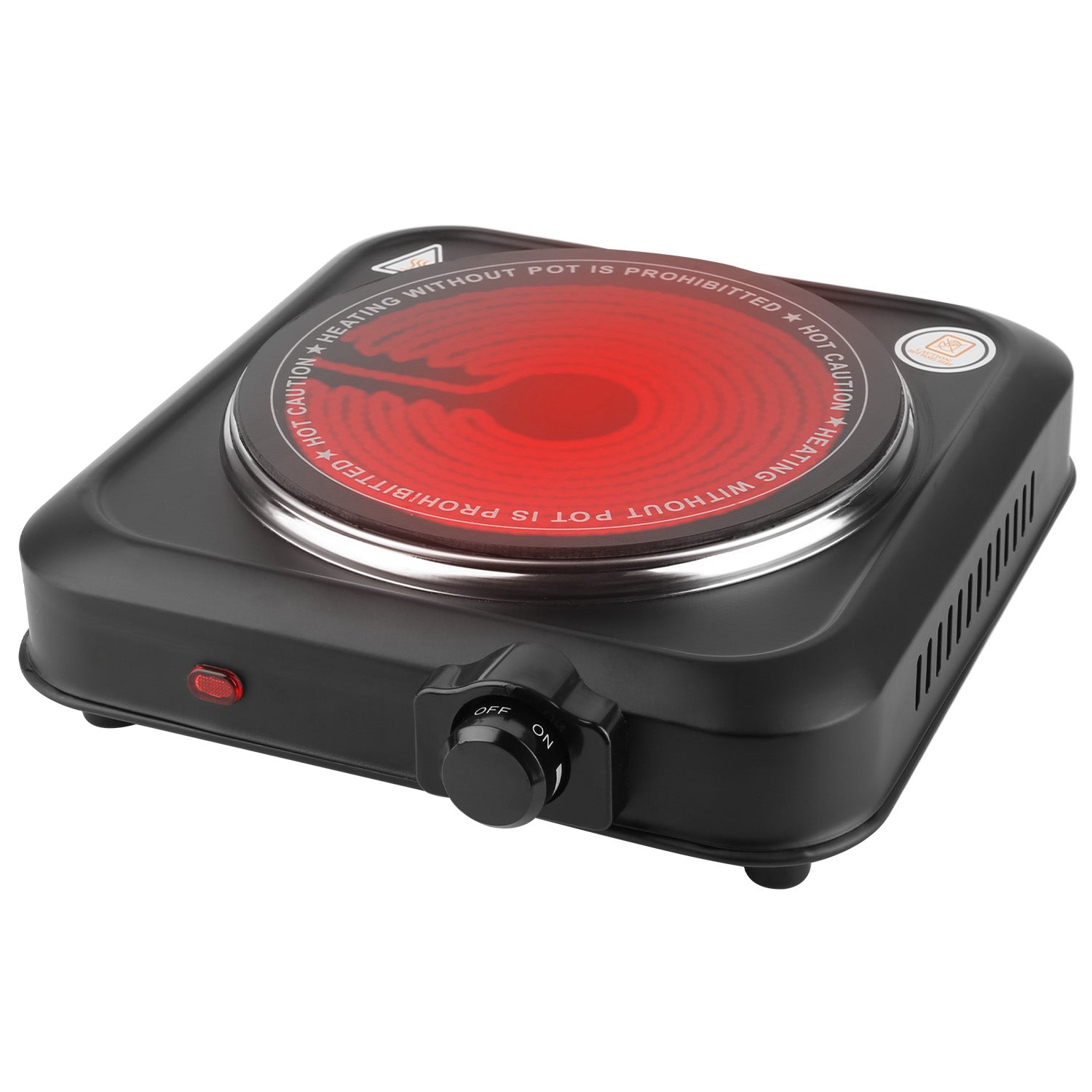 1Pc 1200W Electric Infrared Single Burner Portable Heating Hot Plate Stove Countertop RV Hotplate With 7.5in Glass Cooktop Stepless Temperature Adjustments For Home RV Camp
