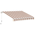10 x 8 Retractable Awning, Patio Awnings, Sunshade Shelter w/ Manual Crank Handle, UV & Water-Resistant Fabric and Aluminum Frame for Deck, Balcony, Yard, Red & Beige