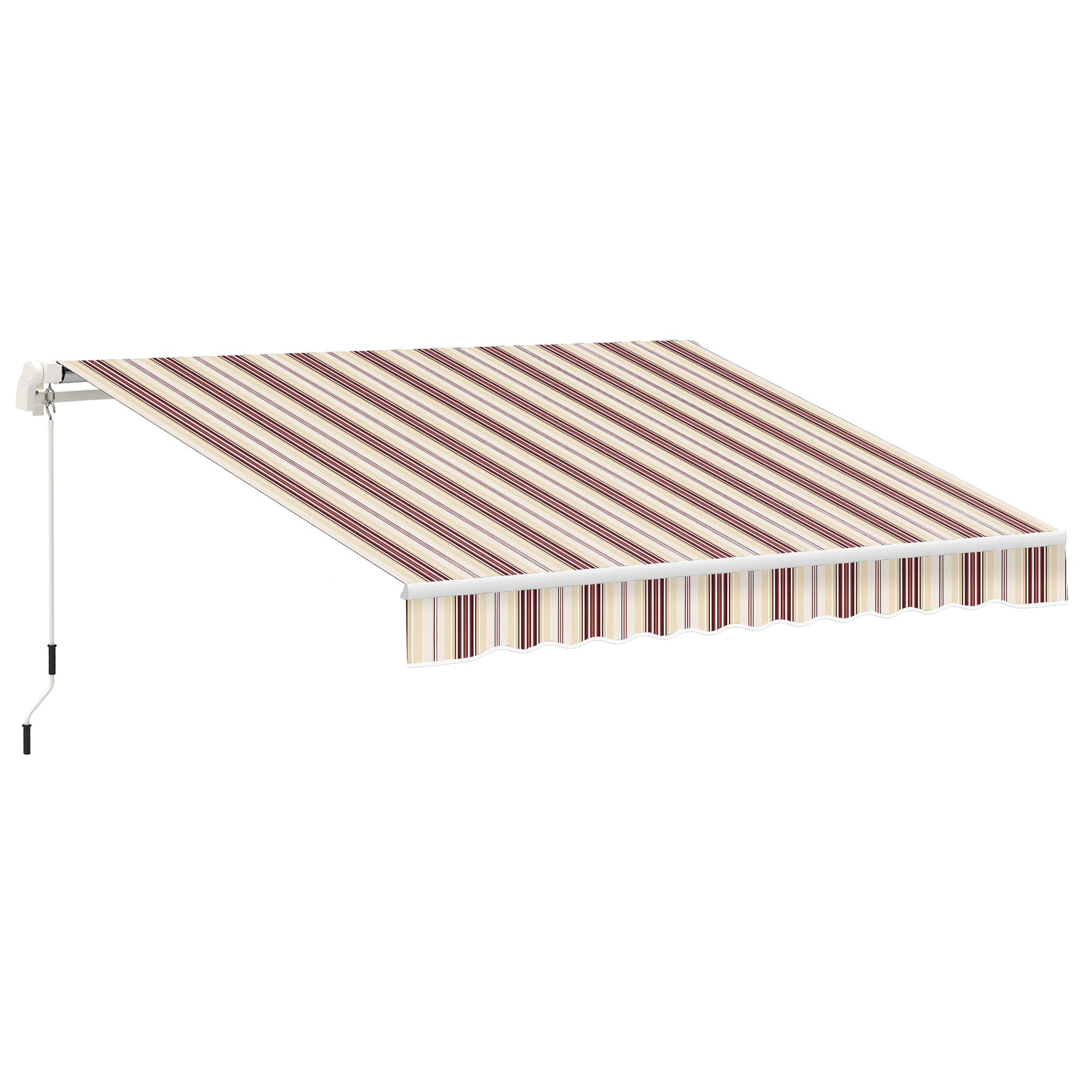 10 x 8 Retractable Awning, Patio Awnings, Sunshade Shelter w/ Manual Crank Handle, UV & Water-Resistant Fabric and Aluminum Frame for Deck, Balcony, Yard, Red & Beige